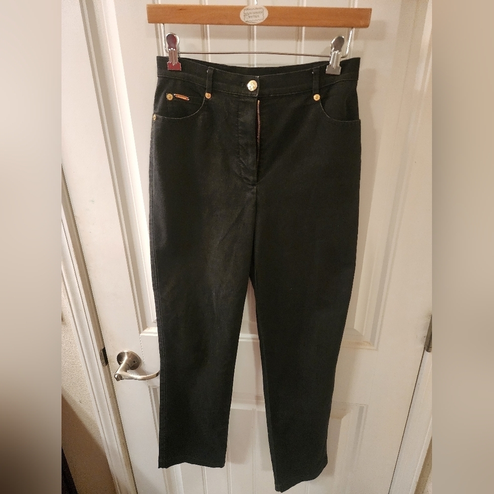 St. John Sport Black Straight Leg Pants | Gold Hardware | Size 2